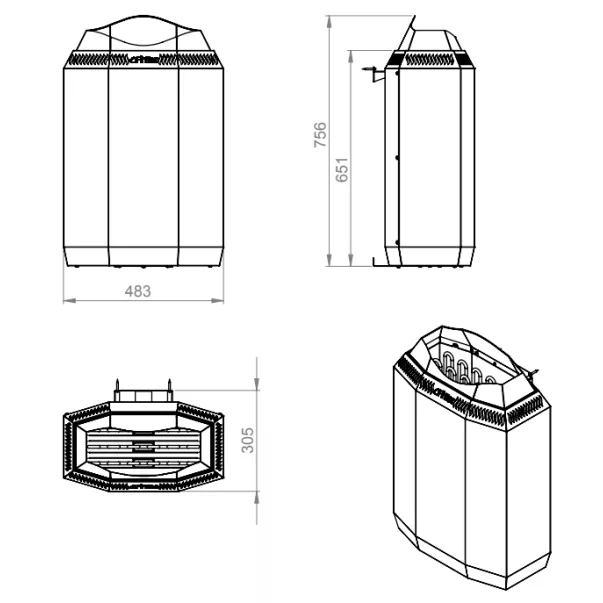 FinTec Saunaofen Kaja 6 кВт электрокаменка с порошковым покрытием - Фото №4
