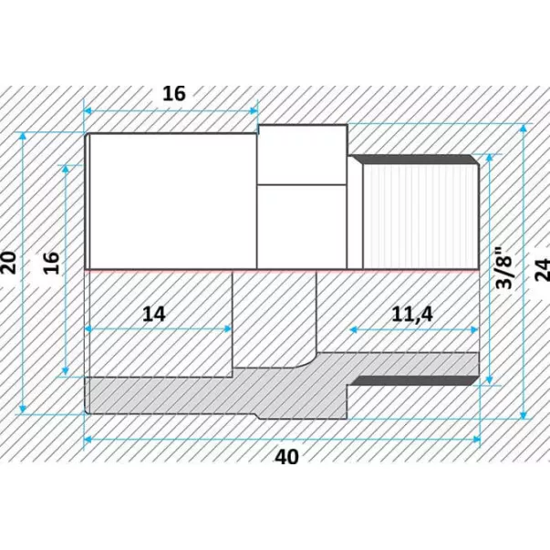 Effast муфта ПВХ перехідна з нар. різьбленням 16x20x3 / 8 