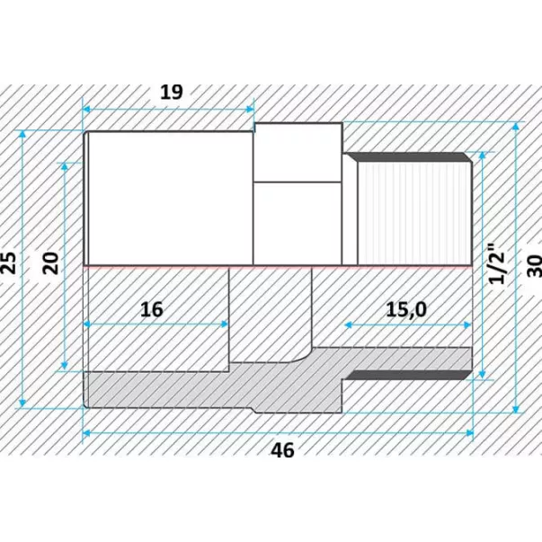 Effast муфта ПВХ перехідна з нар. різьбленням 20x25x1 / 2 