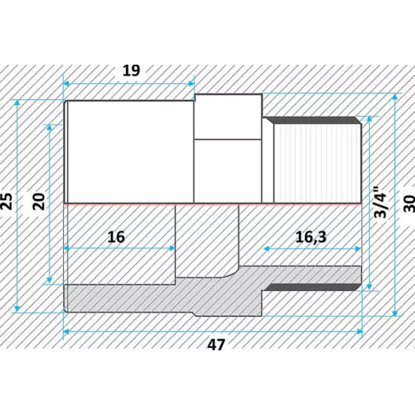 Effast муфта ПВХ перехідна з нар. різьбленням 20x25x3 / 4 