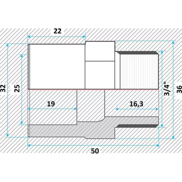 Effast муфта ПВХ перехідна з нар. різьбленням 25x32x3 / 4 