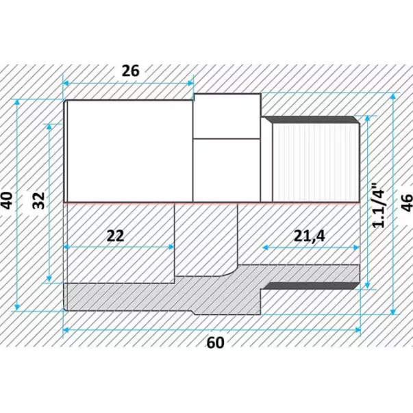 Effast муфта ПВХ переходная с нар. резьбой 32x40x1-1/4