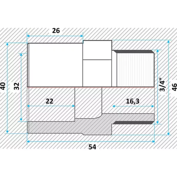 Effast муфта ПВХ перехідна з нар. різьбленням 32x40x3 / 4 