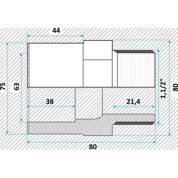 Effast муфта ПВХ перехідна з нар. різьбленням 63x75x1-1 / 2 