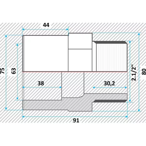 Effast муфта ПВХ перехідна з нар. різьбленням 63x75x2-1 / 2 