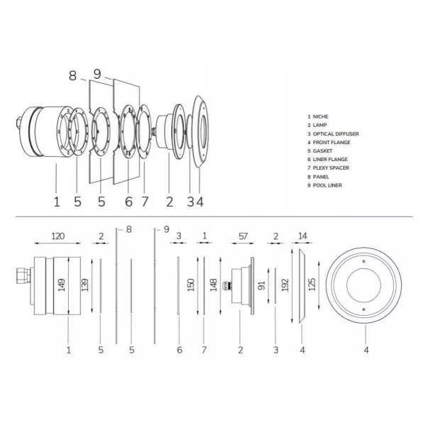 TecLumen Perla Power Cold White 55 Вт світлодіодний прожектор для басейну - Фото №2