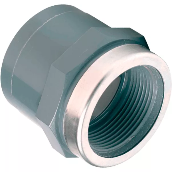 Effast муфта ПВХ перехідна з металевим кільцем внутр. різьблення 63x2 