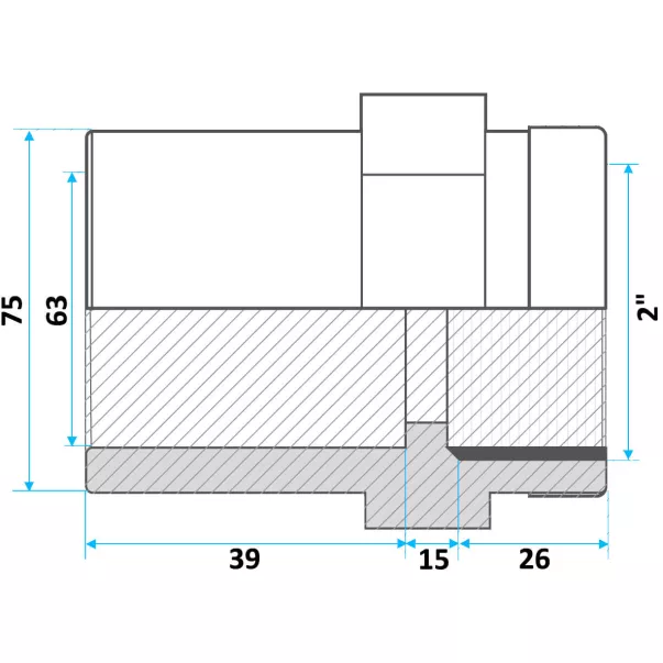 Effast муфта ПВХ перехідна з металевим кільцем внутр. різьблення 63x2 
