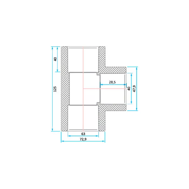 ERA трійник 90° редукційний PVC d63x40 - Фото №2
