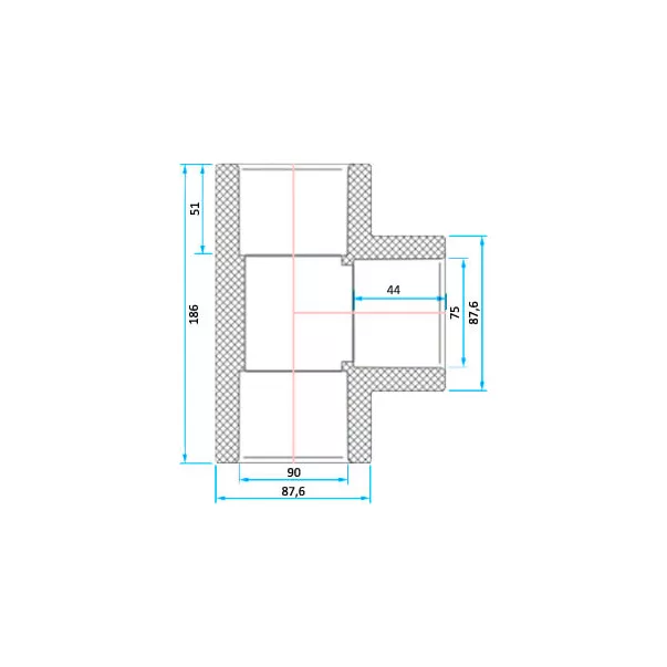 ERA трійник 90° редукційний PVC d90x75 - Фото №2