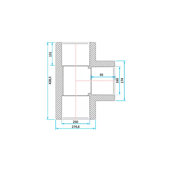 ERA тройник 90° редукционный PVC d250x160 - Фото №2