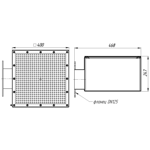 AquaDyne донный слив для бассейна под лайнер нерж. 400*400 мм, DN125 - Фото №2