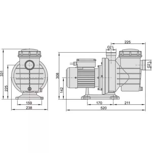 AquaViva LX SWIM025M 4 м³/год, 0,37 кВт, 230 В насос для басейну - Фото №3