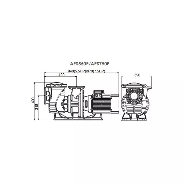 Emaux APS550P 75 м3/час, 4 кВт, 400 В насос для бассейна - Фото №5
