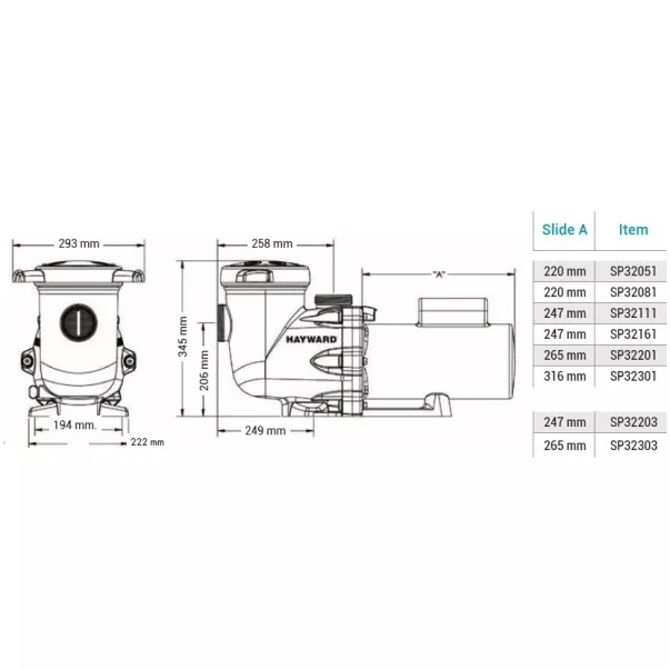 Hayward Tristar SP32203, 28 м3/час, 1,33 кВт, 400 В насос для бассейна - Фото №3