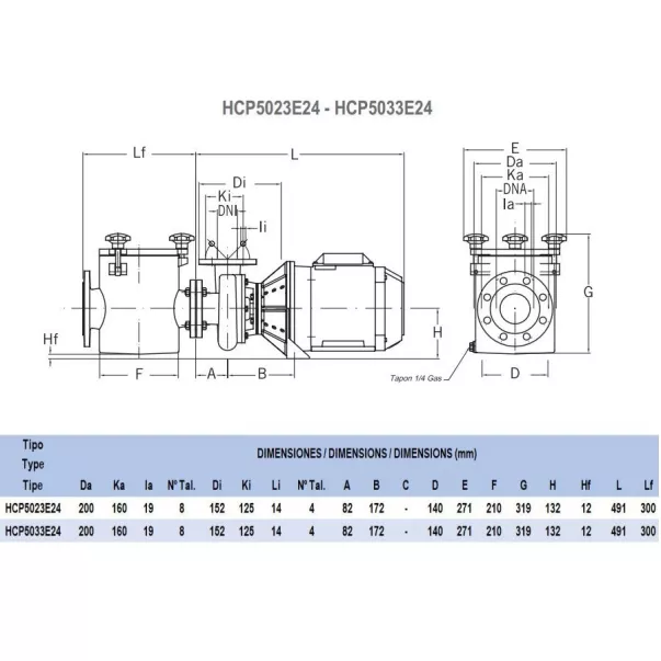 Hayward HCP5033E24, 27 м3/ч, 2,2 кВт, 400 В насос для бассейна - Фото №4