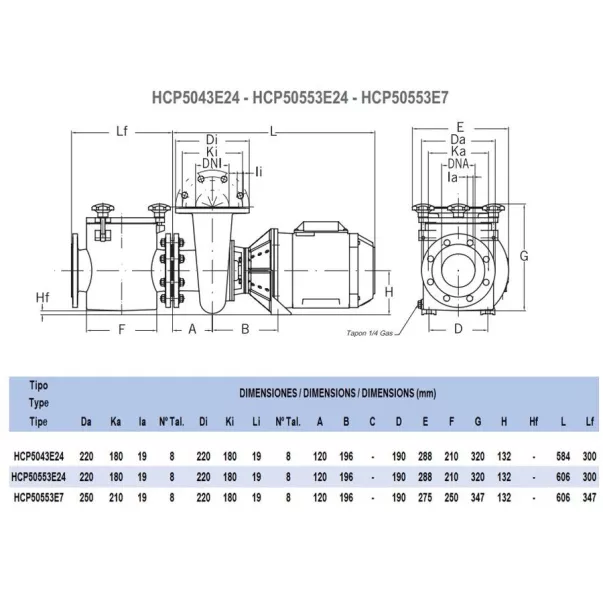 Hayward HCP50553E7, 71,3 м3/час, 4 кВт, 400 В насос для бассейна - Фото №3