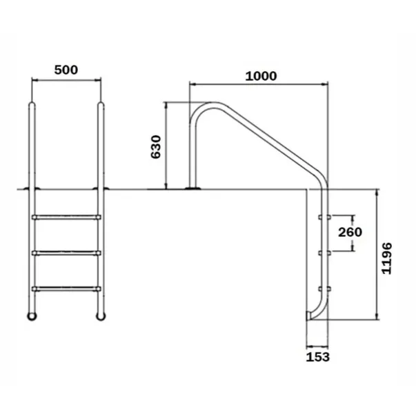 Flexinox Overflow сходи для басейну 4 сходинки для широкого борту - Фото №2