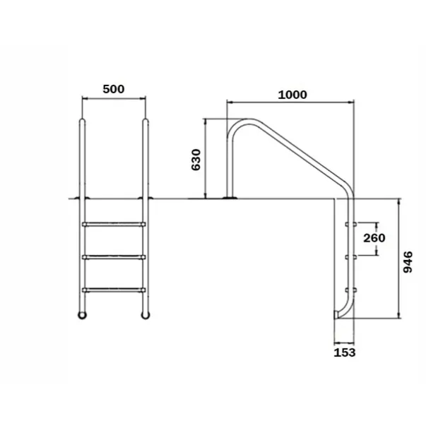 Flexinox Overflow лестница для бассейна 3 ступени для широкого борта - Фото №2