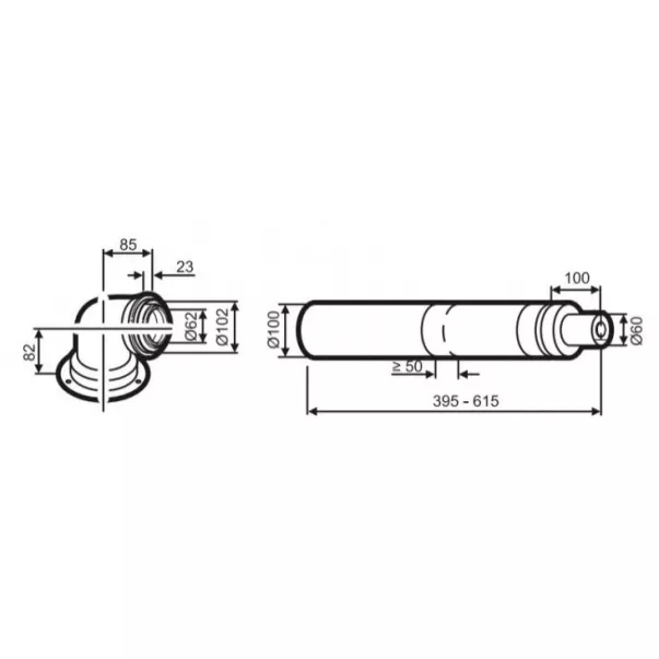 Bosch AZB 916 Ø60/100 мм коаксіальний димохід для кондценсаційного котла - Фото №2