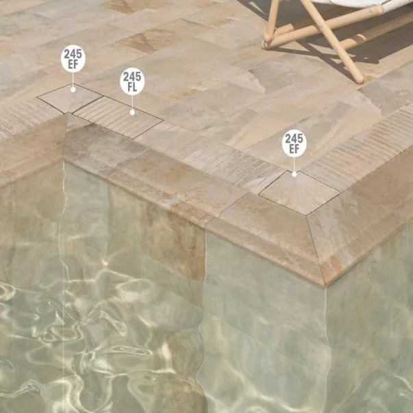 Rosa Gres Stela White 245 EF кут керамогранітних переливних грат для басейну 245 FL, 26,6 x 26,6 x 2,2 см - Фото №5