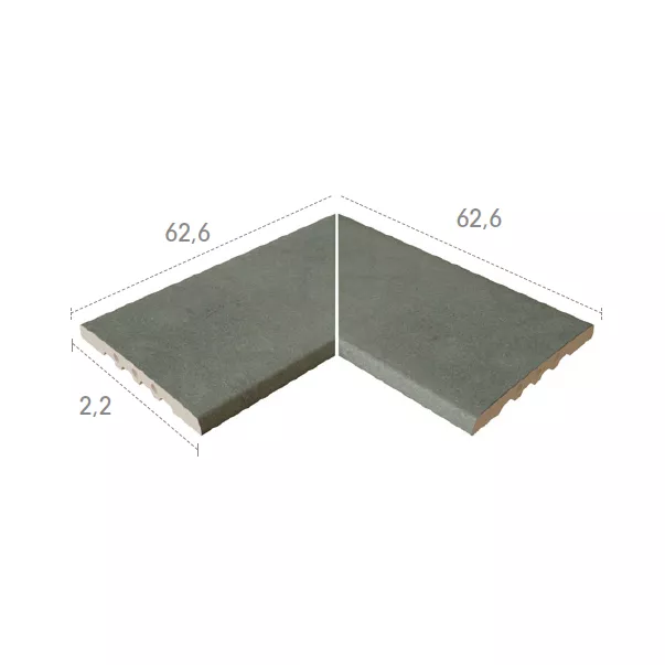Rosa Gres Mythos Selene EIN кут керамогранітних переливних грат для басейну I25, 62,6 x 62,6 x 2,2 см - Фото №4