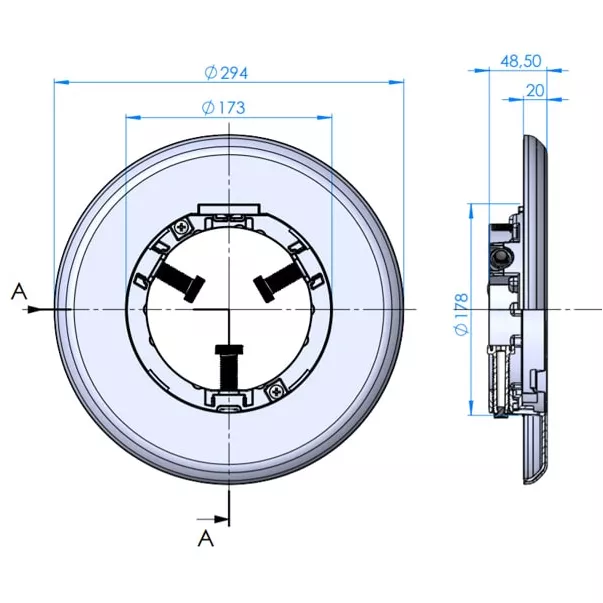 AstralPool SS Flexi V1 White светодиодный прожектор для бассейна 16W, накладка нерж.сталь, свет белый - Фото №6