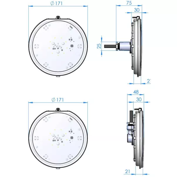 AstralPool SS Flexi V1 White светодиодный прожектор для бассейна 16W, накладка нерж.сталь, свет белый - Фото №3