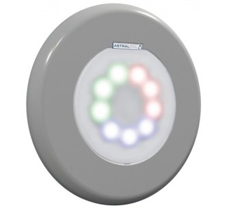 AstralPool Light Grey Flexi V1 RGB світлодіодний прожектор для басейну 22W, накладка світло-сіра, багатобарвне світло