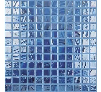 Vidrepur Blue brush 734 скляна мозаїка для басейну на сітці 25х25 мм