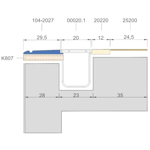 24,5 см*24,5 см керамический угловой элемент внешний Tunel System Serapool  - Фото №4