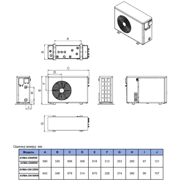 Aquaviva Model 12 On OFF (12.8 кВт) тепловий насос для басейну - Фото №5