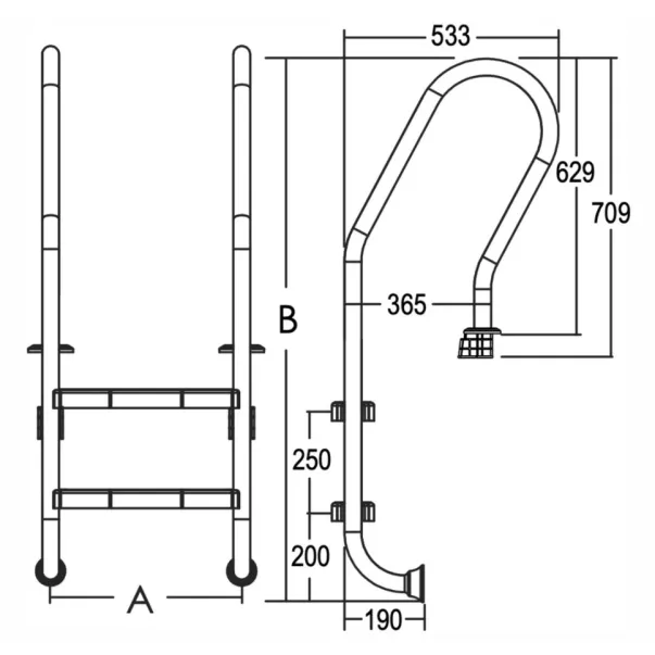 Emaux Mixta NSF315-SR AISI 316 сходи для басейну 3 сходинки - Фото №2