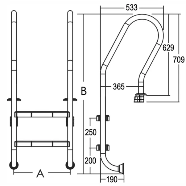 Emaux Mixta NSF415-SR AISI-316 сходи для басейну 4 ступені - Фото №2