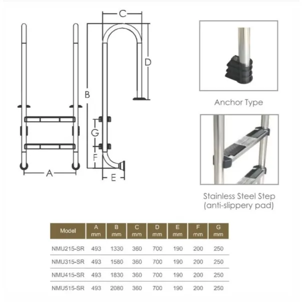 Emaux Muro NMU315-SR сходи для басейну 3 сходинки - Фото №2