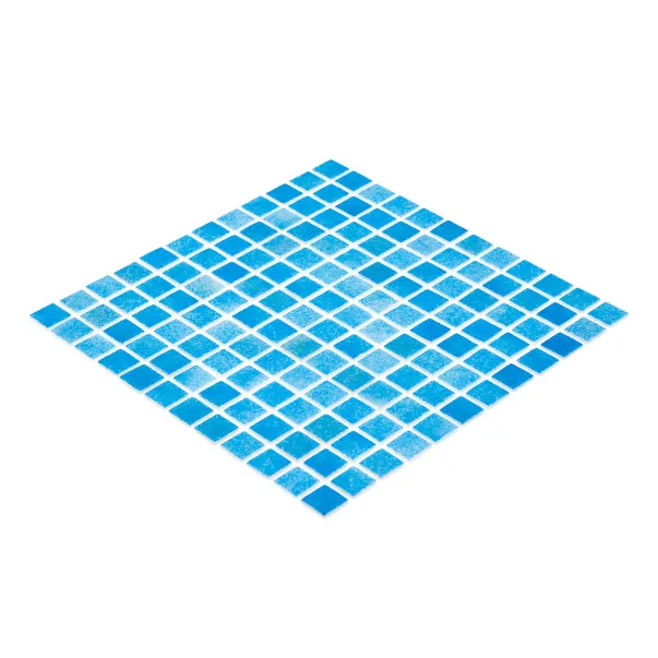 AquaMo Sky Blue скляна мозаїка для басейну на сітці - Фото №3