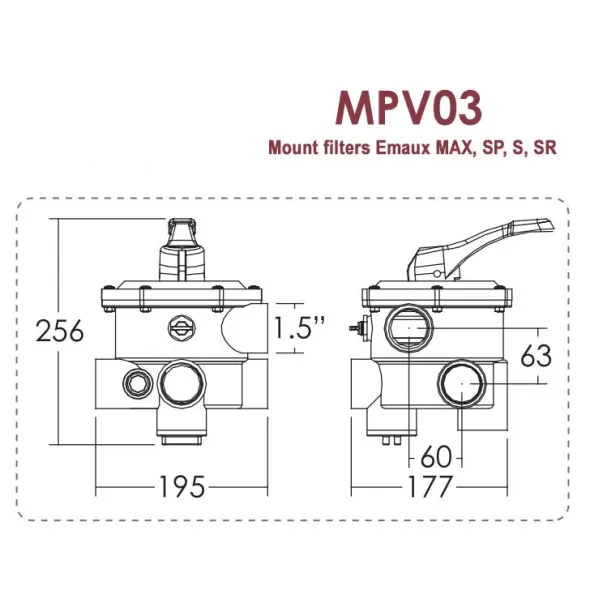 Emaux MPV03 шестипозиційний кран для фільтрів SP, SR, S - Фото №4