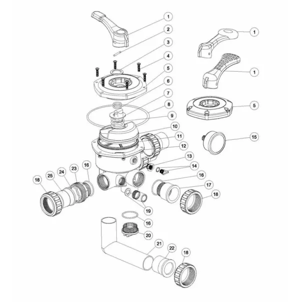 Emaux MPV03 шестипозиційний кран для фільтрів SP, SR, S - Фото №5