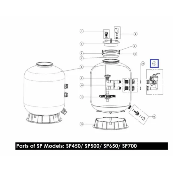 Emaux MPV03 шестипозиційний кран для фільтрів SP, SR, S - Фото №6