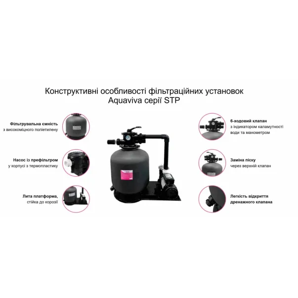 Aquaviva D450-STP75 (8 м3/час, D450) фильтрационная установка - Фото №3