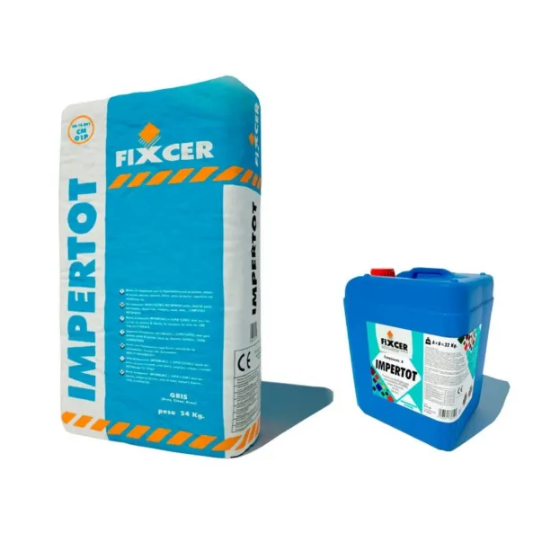 Fixcer Impertot Super-Flexible цементная двухкомпонентная гидроизоляция для бассейна, 32 кг
