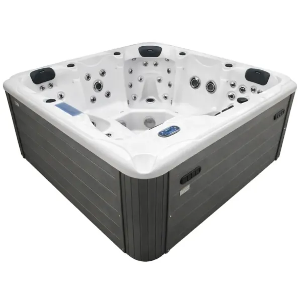 Aquajoy Santorini 220*220 см гидромассажная ванна, чаша серебряно-белый мрамор - Фото №5