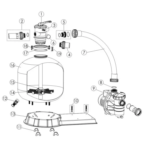 Emaux FSF500 D535, 11,1 м3/г, 0,97 кВт фільтраційна установка - Фото №7