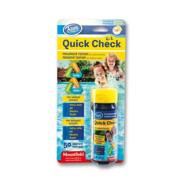 AquaChek Yellow 4в1 тестер для измерения уровня свободного хлора, рН, общей щелочности и стабилизатора (циануровая кислота)