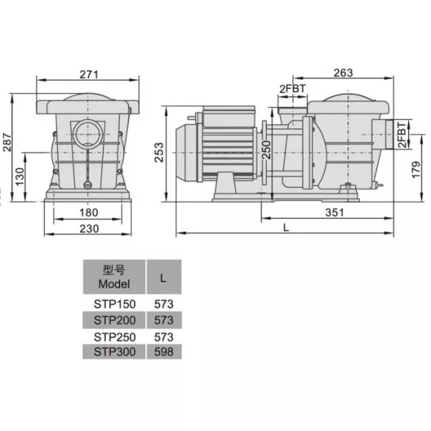 AquaViva LX STP250T 27 м3/час, 1,85 кВт, 400 В насос для бассейна - Фото №4