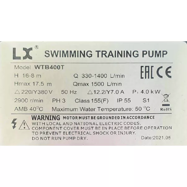 Насос AquaViva LX WTB400T/ZWE400T 80 м3/час, 4 кВт, 400 В - Фото №4