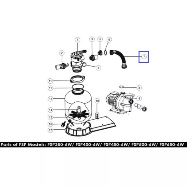 Emaux FSP400-4W 89030401 шланг подключения с муфтами фильтрационной установки - Фото №3