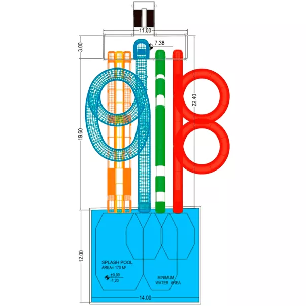 Комбінована аква-зона з водними гірками Multislide, Black Hole, Freefall, Body Slide - Фото №2