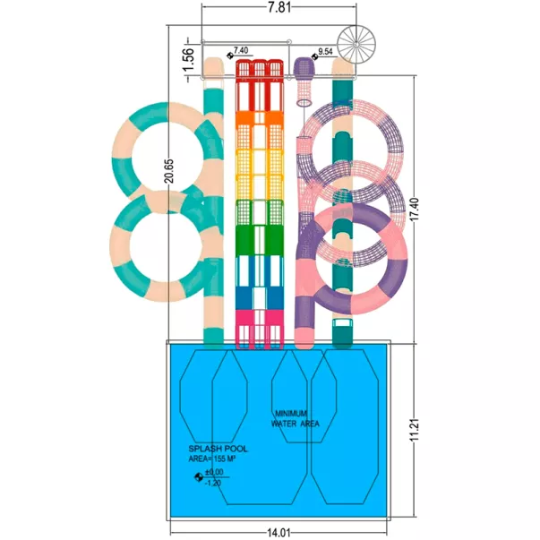 Комбинированная аква-зона с водными горками Body Slide, Multislide, Aquatube и Freefall - Фото №2