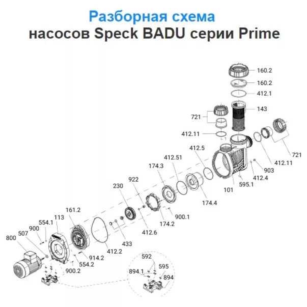 Speck BADU Prime 48, 48 м3/год, 3 кВт, 400 В насос для басейну - Фото №3